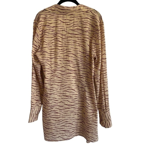 ONIA Printed Cotton-Blend Wrap Top, Tiger Stripe, Size L - Picture 10 of 13